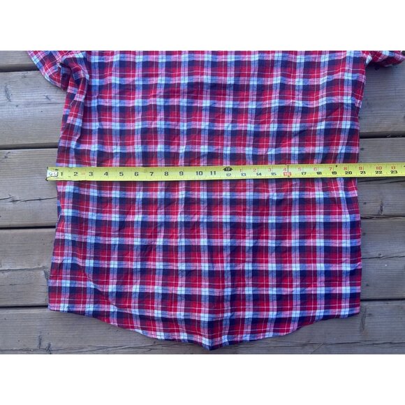 Budweiser Men's Button Down Shirt Size Medium Causal Short Sleeve Plaid Red - Picture 9 of 9
